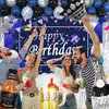 Blue Happy Birthday Decorations for Men Boys, 89PCS Blue Black Birthday Decorations Kit with Backdrop Banner Foil Balloons Fringe Curtains for 18th 21st 25th 30th 35th 40th 50th 60th Party Supplies
