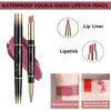 KUNSHNBEI Violet Lip Liner and Lipstick Set Kit, Long Lasting color 2 in 1 Lipstick with Lip Liner Pencil Combo, Lipliner Pencil, Waterproof 24 Hour lipstick with lip liner