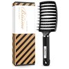Hair Brush, Boar Bristle Hair Brush Faster Blow Drying, Professional Curved Vent Styling Hair Brushes for Women Men Kids, Paddle Detangler Brush for Wet Dry Curly Thick Thin Hair (Black)