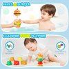 EKUEASYKU Bath Toys for Kids Ages 1-3 2-4 4-8 Hippo Toddler Bath Toys Water Toys with Burger Stacking Cups Swimming Duck Crab Bathtub Tub Toys Bath Time Emotion Letter Learning