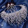Bridal Wedding Headband Crystal Tiara Crown，Queen Tiaras and Crowns，Wedding Bride Crowns For Birthday Party Wedding Pageant Hair Accessories (Silver/Crown + necklace + Earrings)
