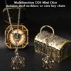 Syhood Mini Dice Set 7 Pcs Tiny Small Metal Dice Set Hollow D20 Necklace Dice Case Keychain Role Playing Table Games Portable Teacher Gift Mother Gift(Antique Gold)