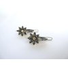 Two small tiny gray crystal flower hair pin clip barrettes fine hair