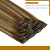 Loxxy Human Hair Extensions Ombre Chocolate Brown to Caramel Blonde Thick Silky Straight Clip in Double Weft Brazilian Human Hair Extensions Full Head color R#4-4/27 14 Inch 120g