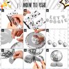 Kasyat 56 Pcs Disco Party Decorations Lets Boogie Banner Disco Ball Hanging Swirls Silver Disco Ball Balloons Disco Theme Party Centerpieces for Back to 60s 70s 80s Retro Silver Disco Party Supplies