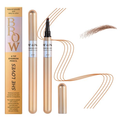 Magic Eyebrow Pencil, 2024 New 3D Microblading Waterproof Eyebrow Pencil, Natural Makeup Fine Stroke Magic Eyebrow Pencil with 4 Micro-Fork Tip for Women (Light Coffee)