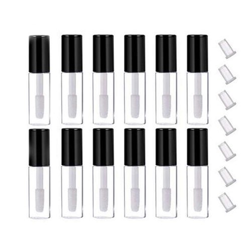 12PCS 3ml Empty Clear Mini Lip Gloss Tube Empty Lip Balm Cute Bottle Cosmetic Travel Gloss Container with Lid for Lipstick Samples