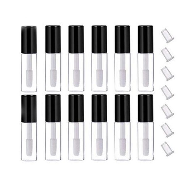 12PCS 3ml Empty Clear Mini Lip Gloss Tube Empty Lip Balm Cute Bottle Cosmetic Travel Gloss Container with Lid for Lipstick Samples