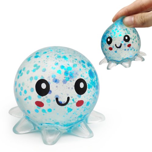 ZTATU Mini Octopus Toy Stress Balls for Adults (1PCS) Octopus Sea Animals Squishy Balls for Kids, Sensory Fidget Toys Birthday Party Favors Stress Ball, Stress Relief Toy Easter Basket Stuffers (Blue)