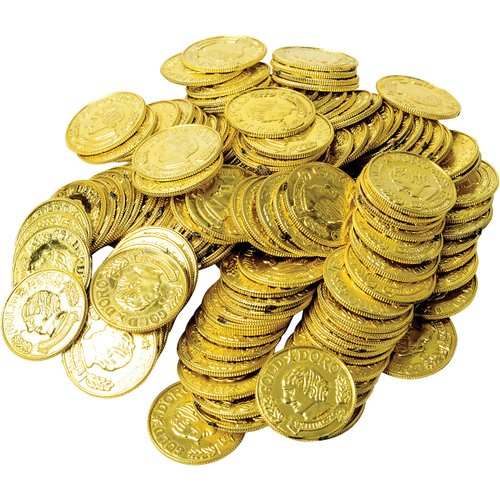 GIFTEXPRESS Plastic Doubloon Gold Coins - 144 Count Kids Play Money Pirate Tokens - Toy Treasure for St. Patricks Day Games, Decorations & Party Favors