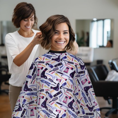 Plum Hill Hair Salon Cape, Hairdresser Cape for Hair Salon, Stylist Cape, Hair Cutting Cape with Snaps, Hair Capes, Women's Shampoo Capes for Hair Stylist, Salon Capes for Hair Stylist Waterproof