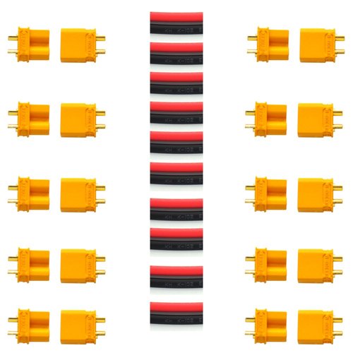 Padarsey 10 Pair Amass XT30U (XT30 Upgrade) Male Female Bullet Connectors Power Plugs with Heat Shrink for RC Lipo Battery