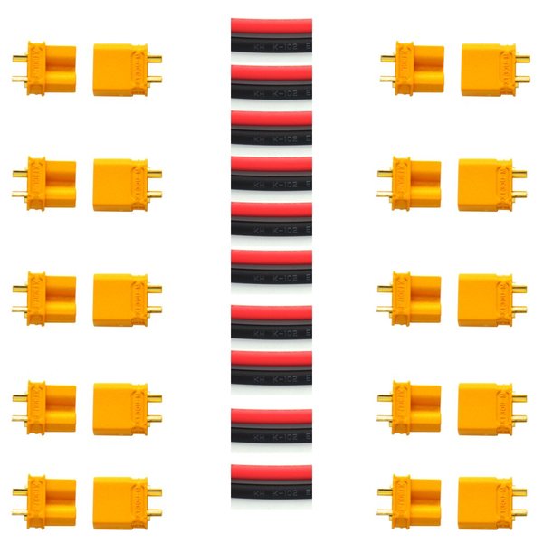 Padarsey 10 Pair Amass XT30U (XT30 Upgrade) Male Female Bullet Connectors Power Plugs with Heat Shrink for RC Lipo Battery