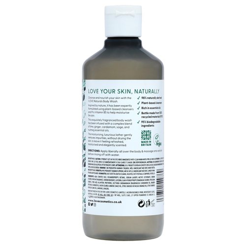 I Love Naturals Lime, Ginger, and Cardamom Body Wash - Moisturizing Body Wash - Infused with Essential Oils - Plant-Based Body Cleanser - 16.9 oz