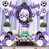 Sursurprise Soccer Birthday Party Decorations for Girls Purple Soccer Birthday Banner Garland Cake Topper Balloon for Sports Theme Birthday Party Supplies