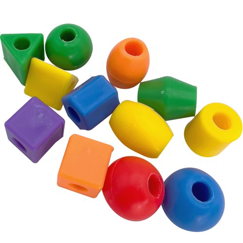 Mandarin Bird Toys by M&M 2181 Pk12 Plastic Rainbow Beads - Colorful Assorted Plastic Shapes, Versatile, Easy to Hang, Bright Bird Pleasing Colors, Classic Foot Toy, Great for Small Medium Size Pets
