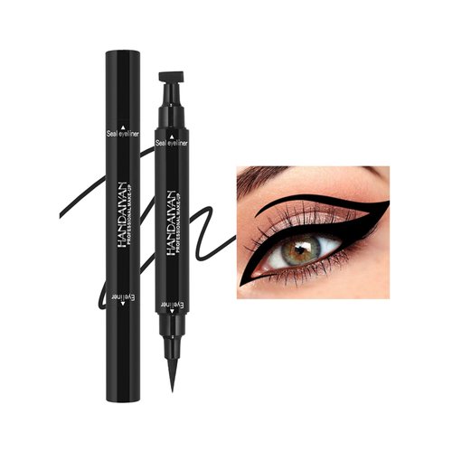 DLZZRS Wing Stamp Eyeliner, Black Winged Eye Liner Stamp Liquid Eyeliner with Double-Ended Fine Tipped Eyeliner Pen, Eye Makeup Tool Waterproof Smudgeproof Long Lasting Eyeliner(#Black)