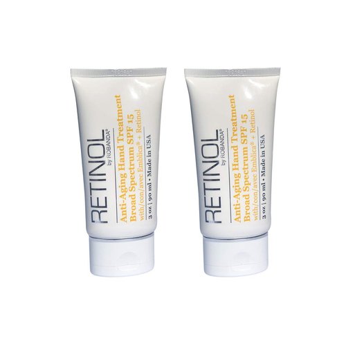 Robanda Retinol Anti-Aging Hand Treatment │ Broad Spectrum SPF 15 + Retinol Cream to Repair Dry Skin, 2 pack