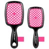 Aussumy Vented Detangling Hair Brush - 2 Pack Regular & Mini Round Detangler Hairbrush with Soft Bristles for Effortless Tangle Free - Ideal for Wet Dry or Damaged Hair for Women Men Kids - Magenta
