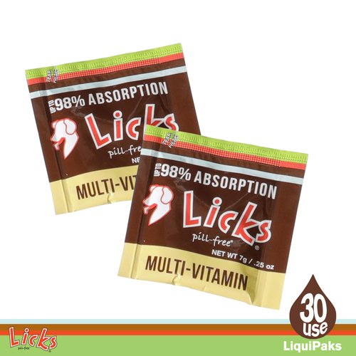 Licks Pill-Free Dog Multivitamin - Dog Supplement with Vitamin C, D, and Calcium - Multivitamin Pet Supplies - Gel Packets - 30 Use