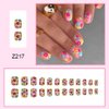 24 Pcs Colorful Flowers Press on Nails CEWEWP Short Fake Nails Square Stick on Nails Spring Glue on Nails Acrylic Nails with Flower Cluster Design False Nails for Women Or Girl Manicure