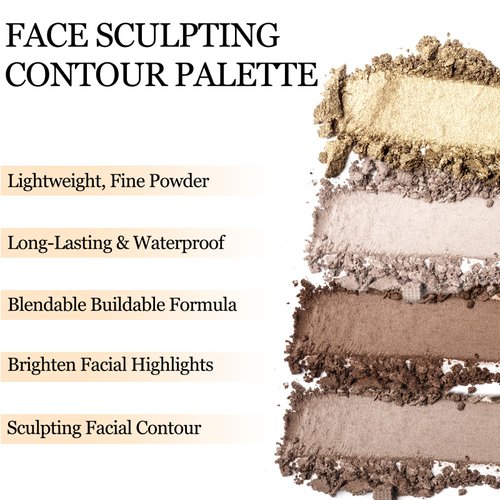 Erinde Matte Grey Contour Palette, Cool Toned Face Sculpting Bronzer Pressed Powder Contour, Lightweight, Ultra-Blendabled, Multiuse Baked Contouring Makeup for Light Skin Tone, 01 Grey Brown