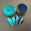 Vonrui Green Blue Chrome Nail Powder Set Metallic Mirror Effect Holographic Nail Powder,Nail Art Glitter Decoration Chrome Nail Powder 2 Jars