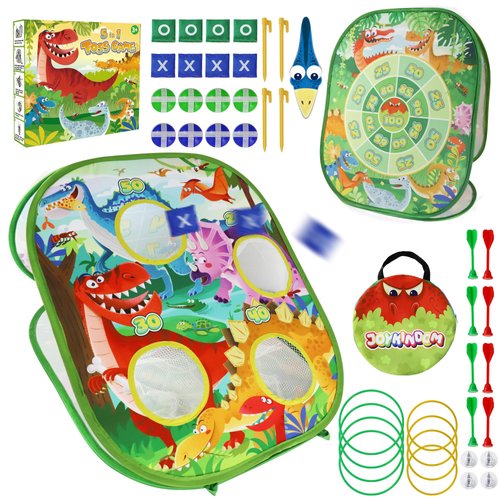 Joykingdom Bean Bag Toss for Kids, Foldable Cornhole Board Bean Bag Toss Game for Backyard Beach Yard Outdoor Dinosaur Toys for Kids Birthday Gifts Xmas Activities Games for Kids