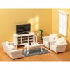 SAMCAMI Miniature Dollhouse Furniture 1 12 Scale - Wooden Dollhouse Furniture Set for Dollhouse Living Room - Doll House Furniture Incl Sofa, TV Cabinet, Coffee Table and Other Accessories (White)