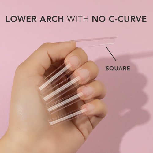 Kiara Sky Professional Nails Non C Curve Nail Tips (Non C-Curve Nail Tips XXL - Square - Clear)