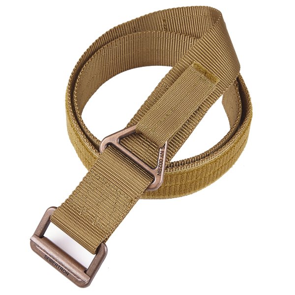 Seibertron Men's Utility TDU 1.75 Inch Nylon Tactical CQB/Rigger's Military Combat Duty Belt Metal Buckle Fit waistline 30" to 40" Coyote Tan