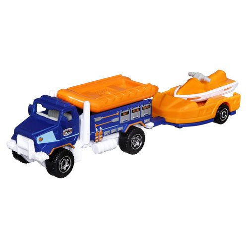 Matchbox Hitch & Haul Die-cast Vehicle Playset - Deep Sea Diver Shark Attack Rescue ~ 7 Piece Set ~ Rapids Rescue Truck with Detachable Raft Pulls Trailer with Jet Ski ~ Includes Shark and 2 Divers