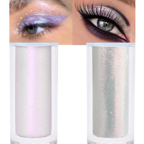 Liquid Sparkling Glitter Eye Shadow Sticks Set: Crystal Silver Golden Eyeshadow, Eyeliner, Eyelid, Liquid Highlight Shimmer Makeup for Eyes,Waterproof Quick-Drying,2 Pcs (03+04)