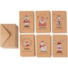 36 Pack Kraft Merry Christmas Greeting Cards with Envelopes, 6 Holiday Yuletide Character Designs (4 x 6 In)