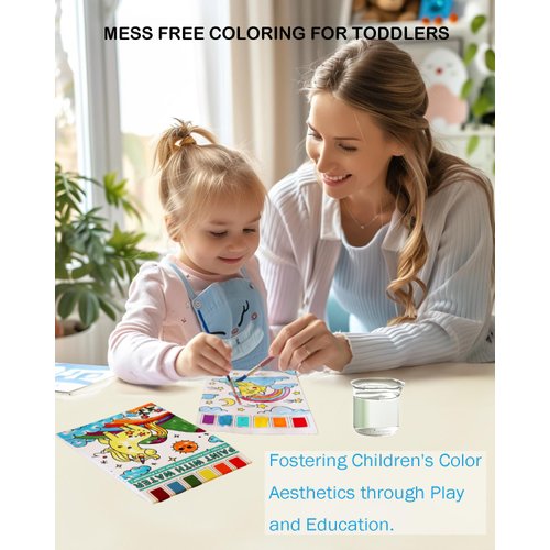 Gibaniza Christmas Gifts for Kids,Stocking Stuffers Watercolor Coloring Books for Toddlers - Unicorn Watercolor Painting Books with Brush for Ages 4-8 Birthday Gifts