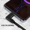 GELRHONR Gold Plated Short Left Angle USB Type C Cable, 90 Degree 18W Fast Charging USB A to USB C Cable (Black-Left-0.25M-Gold Plated)