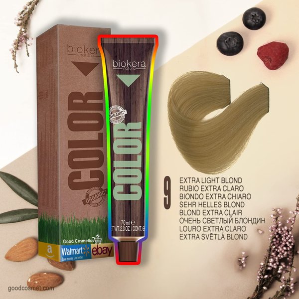 Natural Organic Hair Color Dye PERMANENT by Salerm Biokera (25 mins) (9: Extra Light Blond)
