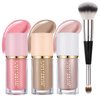 3Pcs Cream Contour Stick, Highlighter Stick, Blush Stick and Bronzer Contour Stick for Sculpt the Cheeks, Long Lasting, Waterproof, Matte & Dewy Finish, Contour Makeup Stick for Beginner Fair