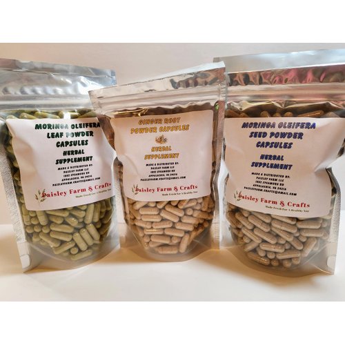 Ginger Root, Moringa Leaf and Seed Capsule Value Packs (Ginger Root + Moringa Leaf + Moringa Seed) - Herbal Supplement - Made Fresh On Demand! - All Natural!