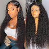 AUOCATTAIL Deep Wave Lace Front Wigs Hair 13x4 Pre Plucked 180 Density Deep Part Curly Wigs Simulation Human Hair for Black Women (30 Inch)