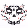 Halloween Face Jewels Tattoo Stickers Skull Rhinestone Stickers Ghost Face Makeup Acrylic Gems Stickers Day of the Dead Crystal Glitter Supplies Día De La Muerte Diamonds Face Stick Gem 3Sheets