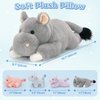 Tezituor Hippo Stuffed Animals Set, 16''Soft Mommy Hippo Plush with Baby Hippo Toys for Girl Boy, 5Pcs Stuffed Hippo Gift for Kids, Cute Stuffed Hippopotamus Plush Pillow for Birthday Christmas Decor