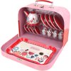 Tea Set for Little Girls, Pretend Play Tea Party Set, Floral Design Kids Tin Tea Set with Carrying Case (15 Pcs)