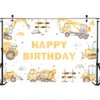 Mocsicka Construction Birthday Backdrop 7x5ft Dump Truck Excavator Crane Birthday Party Banner Digger Excavator Truck Background Photography Studio Props Boy Kids Birthday Decorations