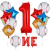 Rookie Of The Year 1st Birthday Decorations Baseball Foil Number 1 Balloons Set One First Birthday Party Supplies Glove Round Baseball Bat Theme Mylar Balloon Boys