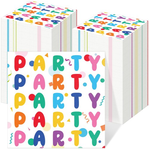 MotiMind 100 Pcs Party Napkins Disposable Rainbow Party Napkins Birthday Party Supplies Dot Cocktail Beverage Napkins for Festival Holiday Wedding Baby Shower Tableware Party Supplies
