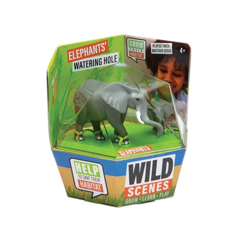 Wild Scenes Elephants' Watering Hole - Grow & Play Kit Environmentally Friendly Wildlife Conservation Toy - Animal Playset for Kids Ages 4 and Up