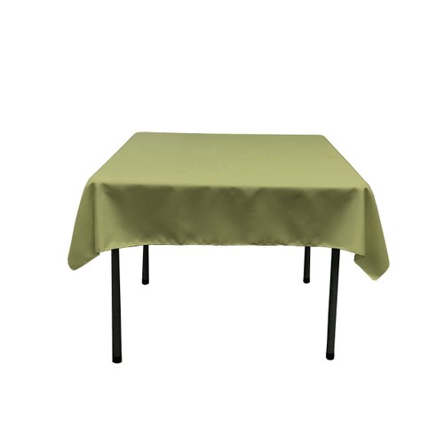 LA Linen Polyester Poplin Washable Square Tablecloth, Stain and Wrinkle Resistant Square Table Cover 52x52, Fabric Table Cloth Square for Dining, Kitchen, Party, Holiday 52 by 52-Inch, Sage Dark