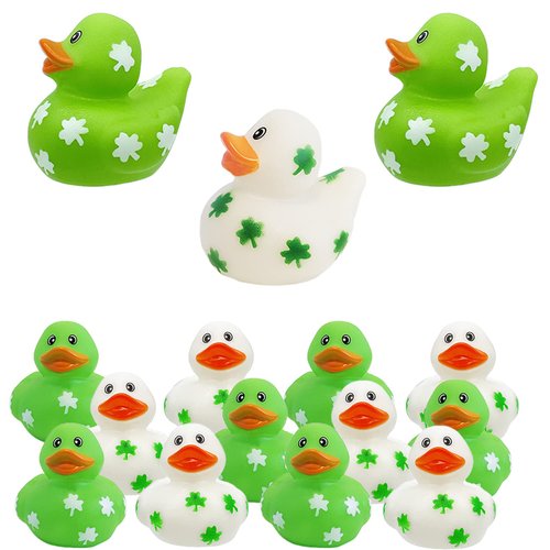 The Dreidel Company St. Patrick's Holiday Rubber Duck Toy Duckies for Kids, Bath Birthday Gifts Baby Showers Summer Beach and Pool Activity, 2" (12-Pack)