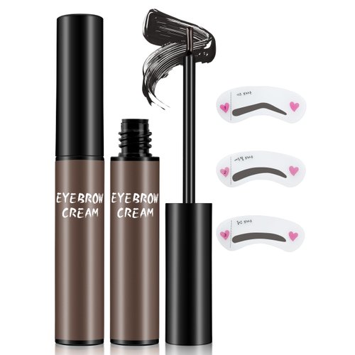 Jutqut Eyebrow Tint, Brow Tint with Eyebrow Stencils, Brow Tint Kit, Eyebrow Tattoos Waterproof Long-Lasting Makeup, Tinted Brow Gel, Semi Permanent Eyebrow Tint Create Fuller Eyebrows（Gray）